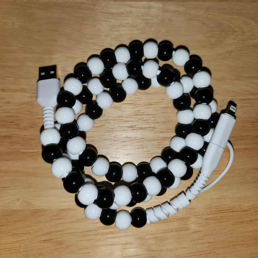 NEW! 2 in 1 USB Charging Cable - Beaded Assorted Colors - 3 Ft.